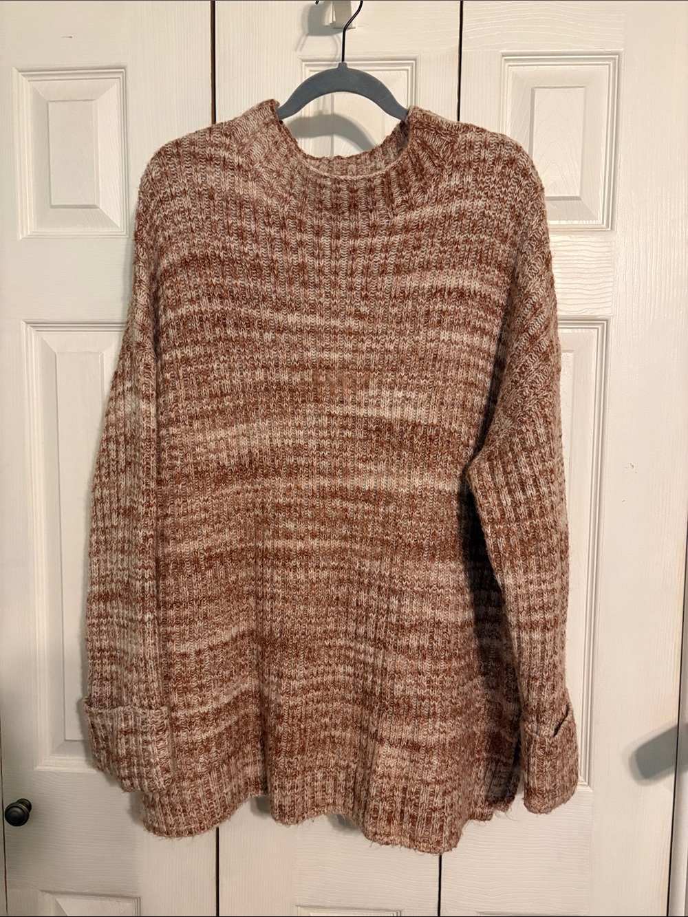 Old Navy Marled Brown & Cream Ribbed Crewneck Sweater